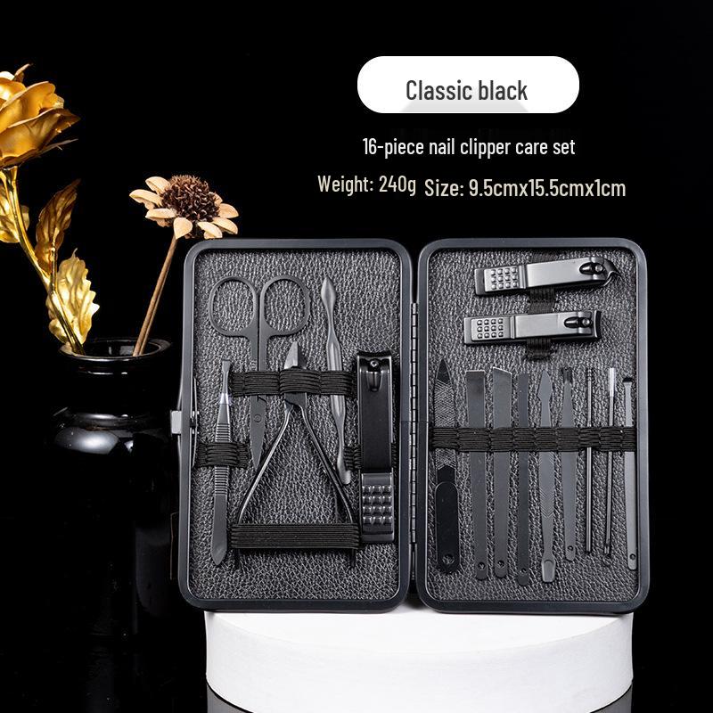 Nail Care Set: Clipper, Scissors, Knife, Ear Pick, File, and Pliers