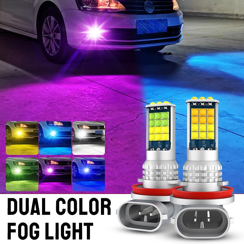 Buy 2Pcs H8 H11 LED Lights Bicolor H1 H3 H4 H7 Car Headlight HB3 HB4 Lamps Bulb 12V White at