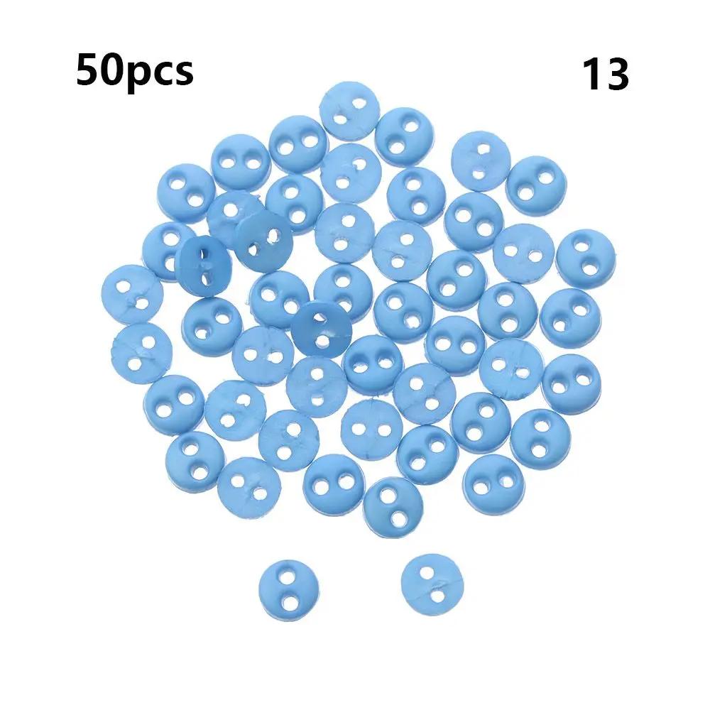 50Pcs 4mm Mini Buttons For DIY Doll Clothes Round Candy Color 2 Holes Card Making Scrapbooking Buttons Sewing Accessories