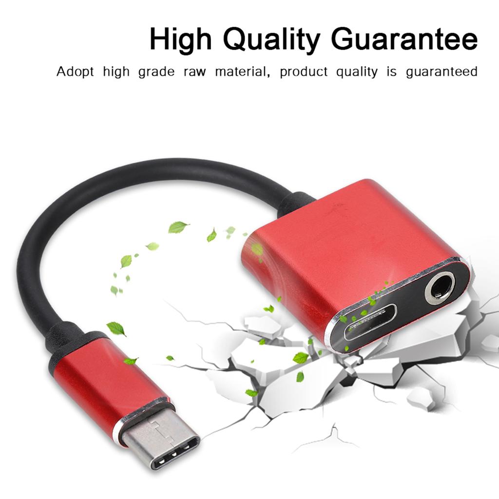 2 in 1 3.5mm Type C o Adapter Converter o Headphone Adapter(Red)