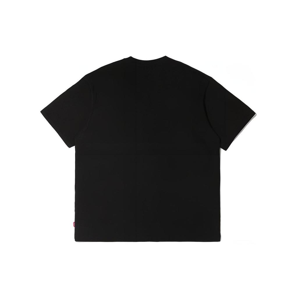 Levis Solid Logo Embroidered Crew Neck Pullover T-Shirt Unisex Tops Black A0637-0001