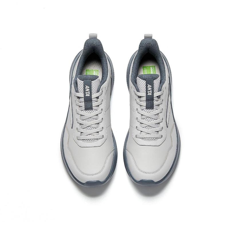 Anta Clear Sky Herbst Winter Leder Leicht Weich Elastisch Vielseitig Stoßdämpfend Rutschfest Laufschuhe Herren Sneaker Chip-Grau 912615541-11