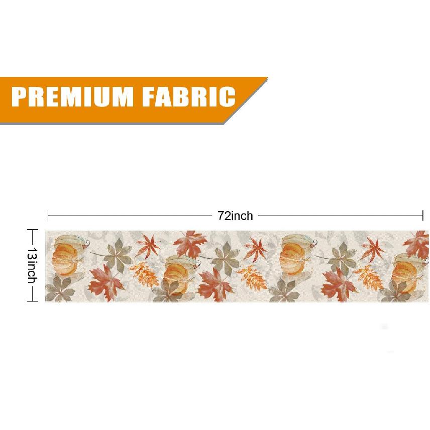 Fall Table Runner Pumpkin Maple Leaf Watercolor Vintage Table Runners Seasonal Autumn Thanksgiving Harvest Home Kitchen Dining Party Decorations
