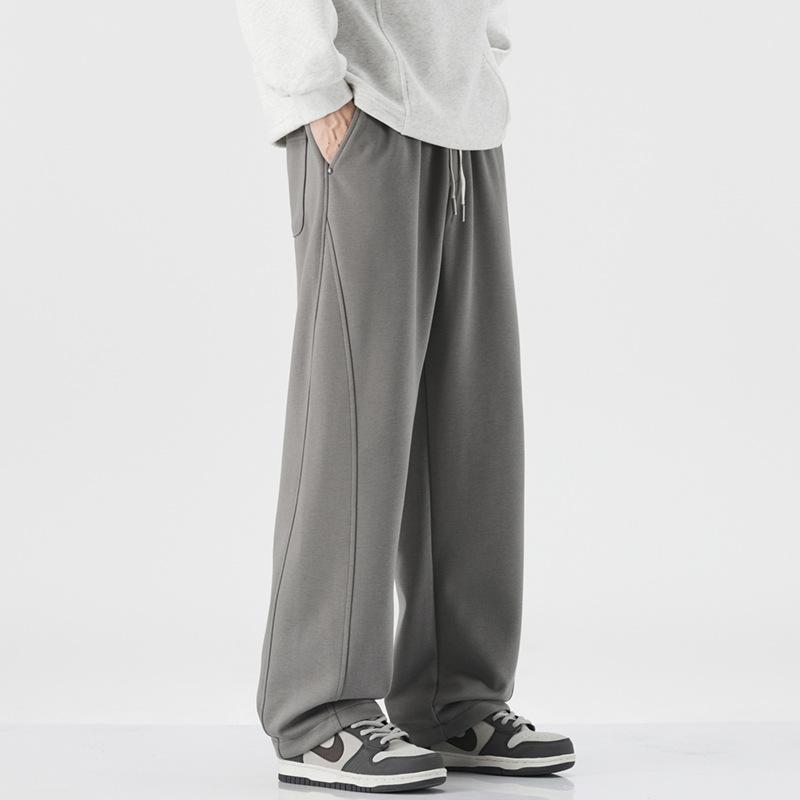 Japanese retro trendy brand elastic waist splicing sweatpants men's spring new loose wide-leg drape casual pants