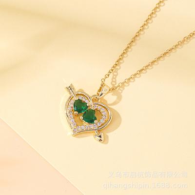One Arrow Through The Heart Necklace Women'S Simple Trend Personality Versatile Shining Zircon Accessories