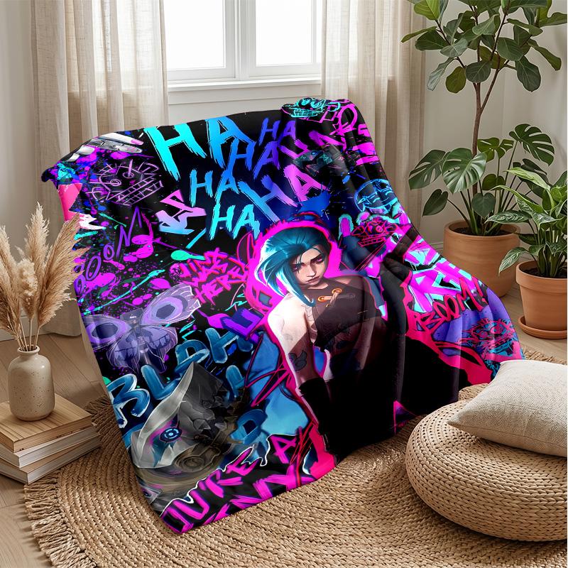 Graffiti LOLPrinted Flannel Blanket Cozy Skin-Friendly Warm Throw for Couch Bed Indoor Daily Use