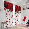 2pcs,2D plane printing Print Curtains Hearts and Roses Polyester Woven (without rod) All Seasons for Living Room, Bedroom & Home