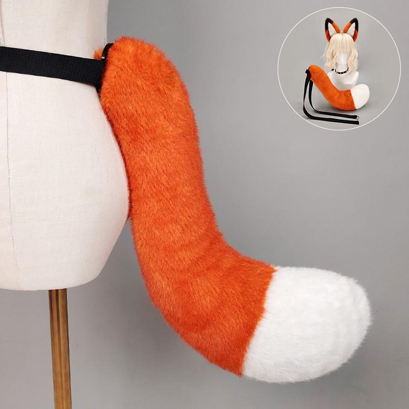 Anime Cosplay Dog Fox Ears Headband Tail Set Adults Japanese Style Winter Costume Accessory