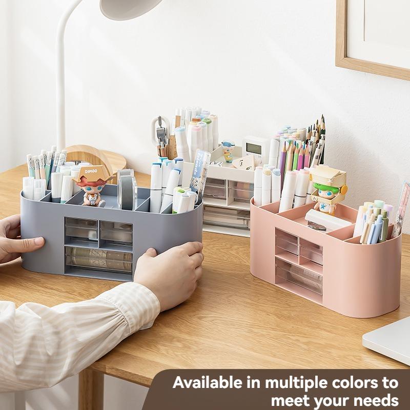 Plastic Pen Holder Storage Box Desktop Storage Multi Functional Simple Office Stationery  Pen Holder