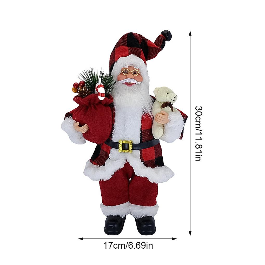 Standing Doll Christmas Santa Claus Plaid Clothing Decoration Party Festival Craft Ornament