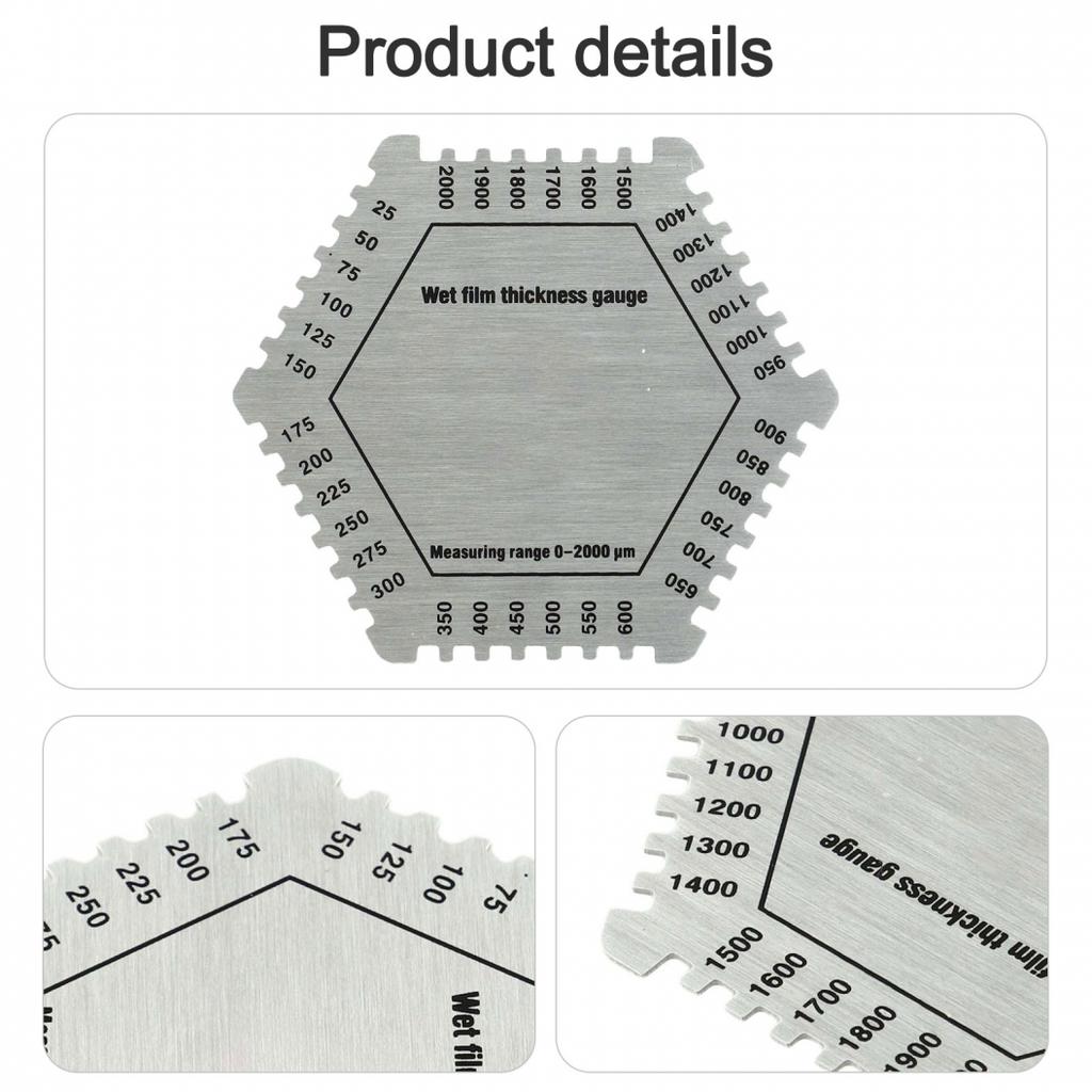 Hexagonal Paint Tool Stainless Steel Gauge Wet Film Comb
