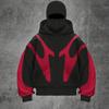 Men's Oversized Zip Up Hoodie Color Block Long Sleeve Hooded Sweatshirts Retro Jacket  Hoodie