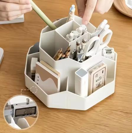 Large Capacity Rotating 161 Degree Pen Holder Student Desktop Stationery Storage Multi-Functional Desk Accessories Organizer