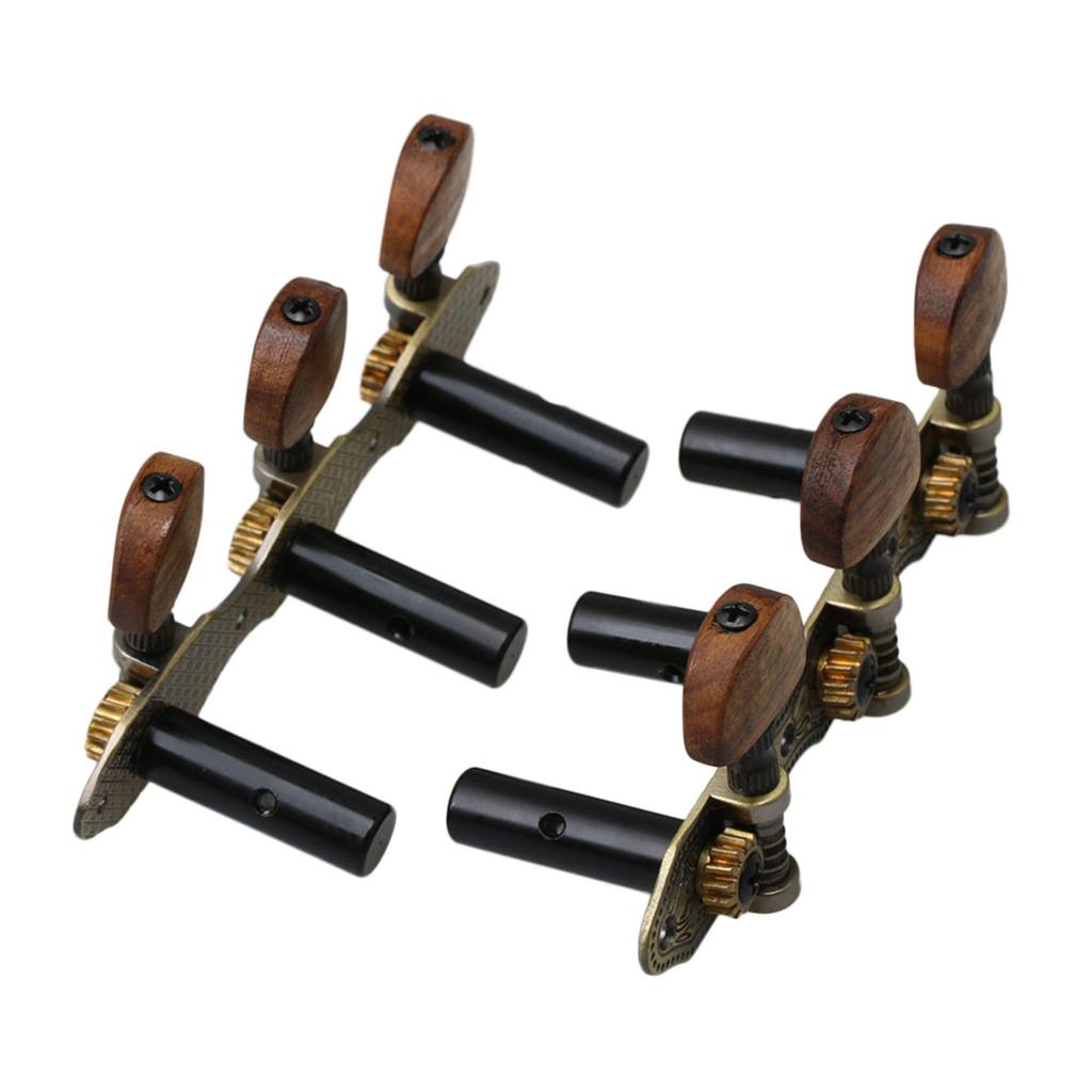 Yibuy 2 kusy ladicích kolíků pro klasickou kytaru, ladicí mechaniky pro kytaru, levé a pravé, dřevěné rukojeti, zelená patina a barva dřeva