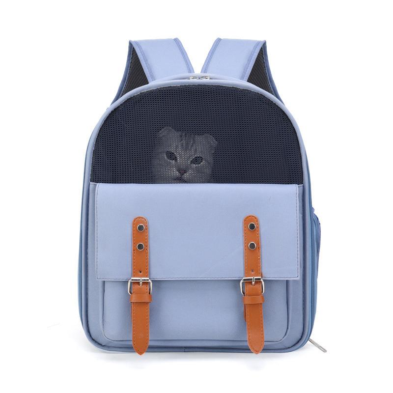 Cat Bag Portable Dog and Cat Backpack Pet Schoolbag Breathable Canvas Cage Cat Bag Pet Supplies