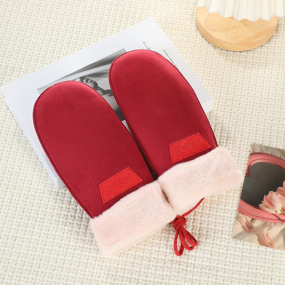Women's Suede Winter Gloves: Warm, Fleece-Lined, and Windproof for Cycling and Driving