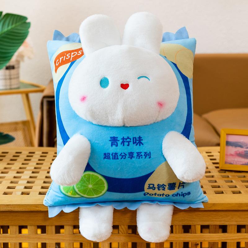 Cartoon Rabbit Potato Chips Plush Toy Cute Snack Potato Chips Rabbit Doll Doll Sofa Throw Pillow Gift