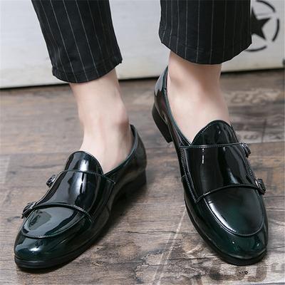 Gentleman New Wedding Dress Glossy Patent Leather Shoes For Men Classics Monk Strap Loafers Prom Homecoming Party Footwear
