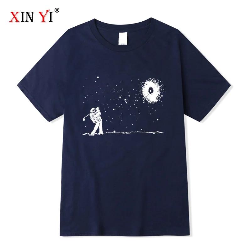 Summer Men's High Quality 100% Cotton Funny Astronaut Print T Shirt Loose O-neck Men Tshirt Short Sleeve T-shirt Male Tee Tops