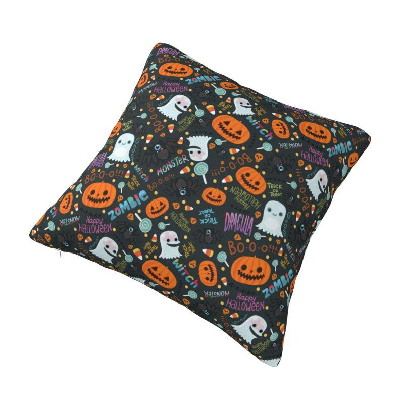 Custom Halloween Pumpkin Witch Skull Pattern Pillowcase Luxury Cushion Cover Car Pillowcase