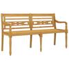 Vidaxl Ławka Batavia Z Czerwoną Poduszką, 150 Cm, Lite Drewno Tekowe