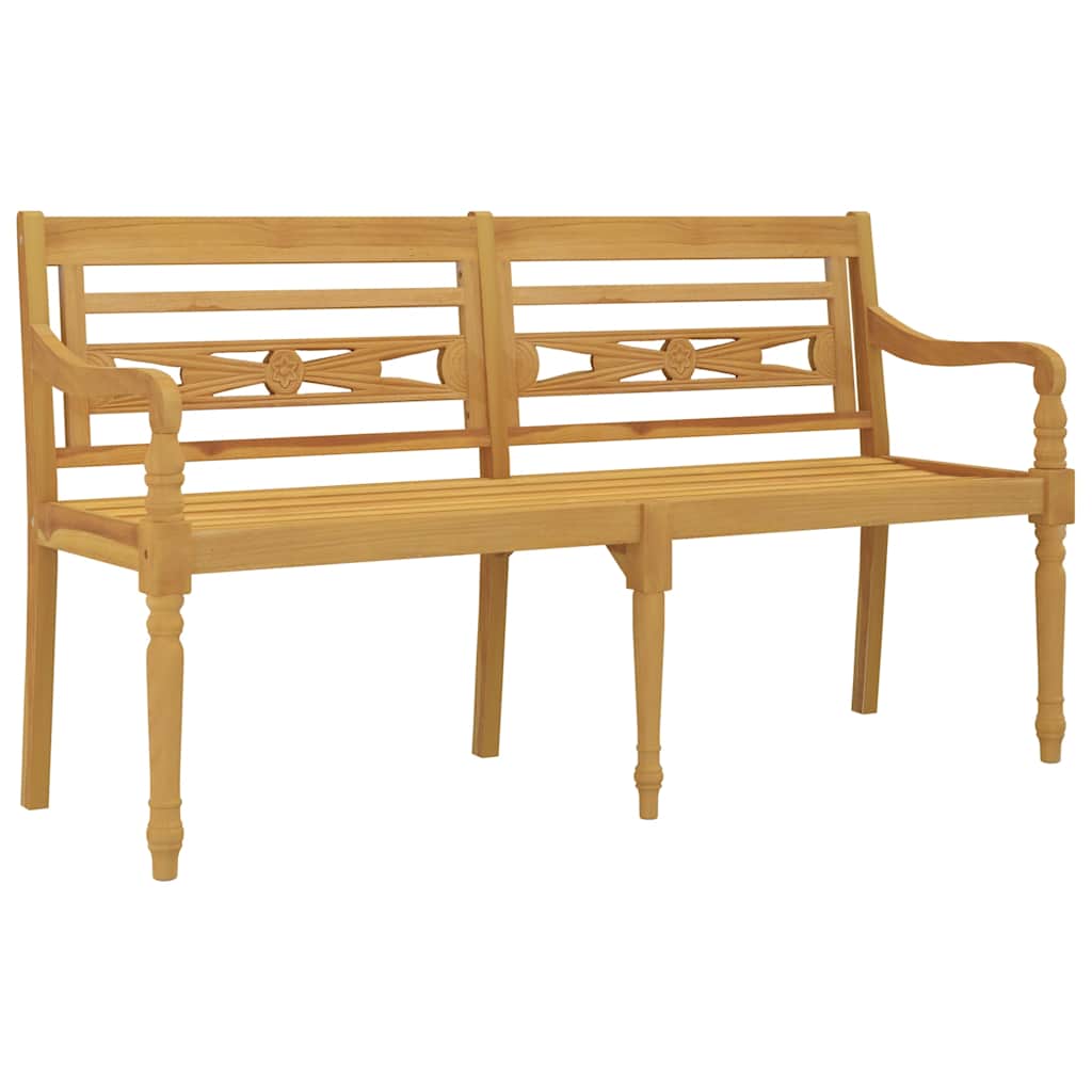 Vidaxl Ławka Batavia Z Czerwoną Poduszką, 150 Cm, Lite Drewno Tekowe