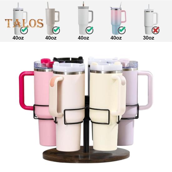 40 Oz Tumbler Cup Holder Organizer with Rotatable Design 6-Ring Cup Rack for Kitchen Storage And Decor Carbon Steel Coaster Stand