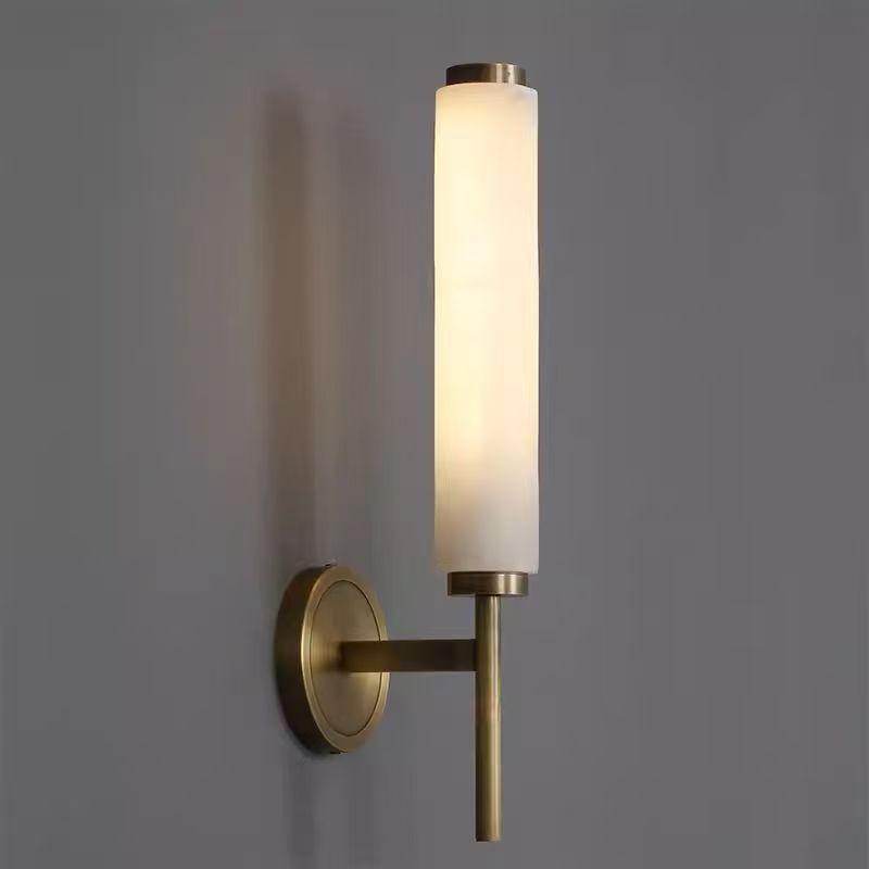 Elegant All-Copper Marble Wall Lamp for Living Room, Hotel, or B&B Corridor/Bedsides