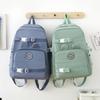 Elementary Solid Color School Bag Girls Large Capacity Canvas Backpack Set College Style Backpack
