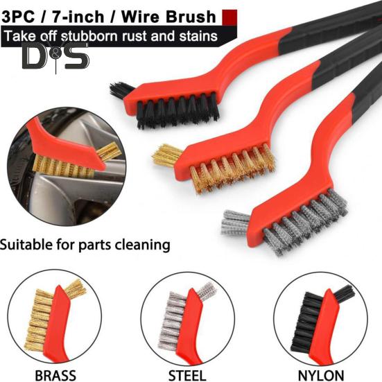 6Pcs/Set Narrow Space Wire Brush Set Ergonomic Long Handle Bristle Cleaning Brush Kitchen Bathroom Garage Tool