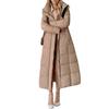 Women's Solid Fashion Casual Hooded Thickened And Extended Knee-Length Extra-Long Zipper Winter Warm Cotton Coat Down Jacket