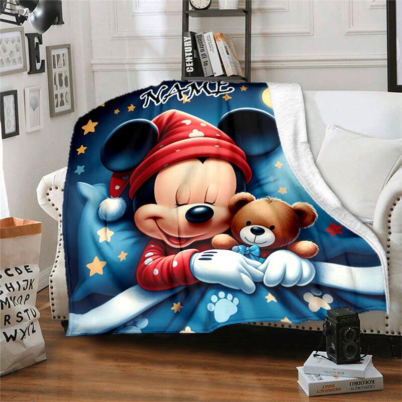 Customiz Name Personality Mickey Blanket Soft &Warm Sofa Office Bed Travel Lunch Break Blanket, Gift Suitable All Seasons