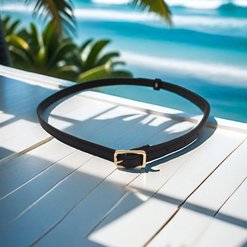 Pu Womens Chic Slim Waist Belt Perfect For Casual And Fashionable Daily Wear Black In