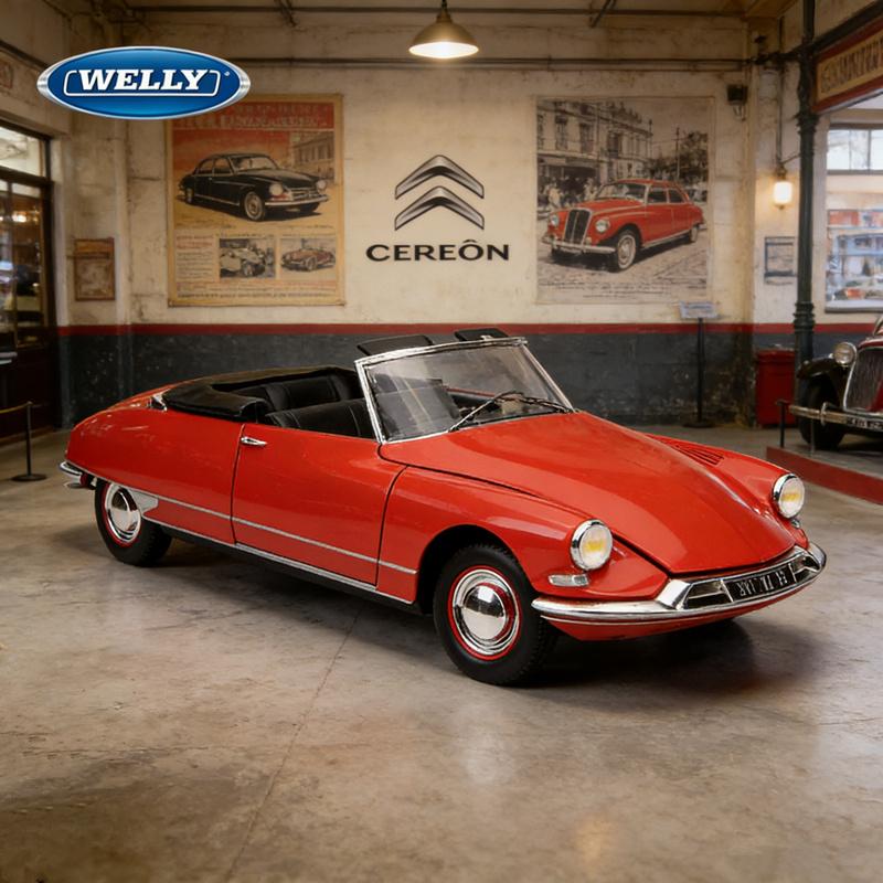 Welly 1/24 Citroen DS19 Cabriolet Alloy Luxy Car Model Diecast Metal Classic Retro Car Sports Vehicle Model Simulation Kids Gift