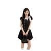 Thousand Gold Wind Bow Polka Dot Dress Women's Summer Retro Small Man Waist and Thin Temperament Fluffy Short Skirt