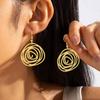 Vintage Goldfarbene Unregelmäßige Kreis-Hängeohrringe für Damen Punk Geometrische Wirbel-Ohrringe Hip Hop Mode Schmuck Geschenke