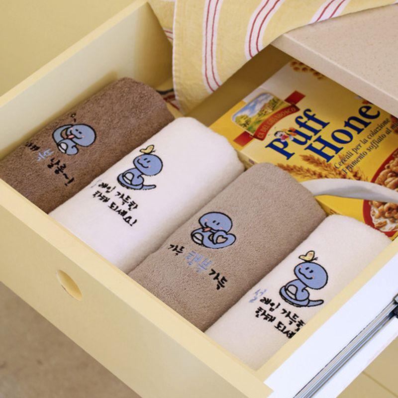 Songwol Towel Snake Embroidery 150g Cotton Towel 3 Sheets Kraft