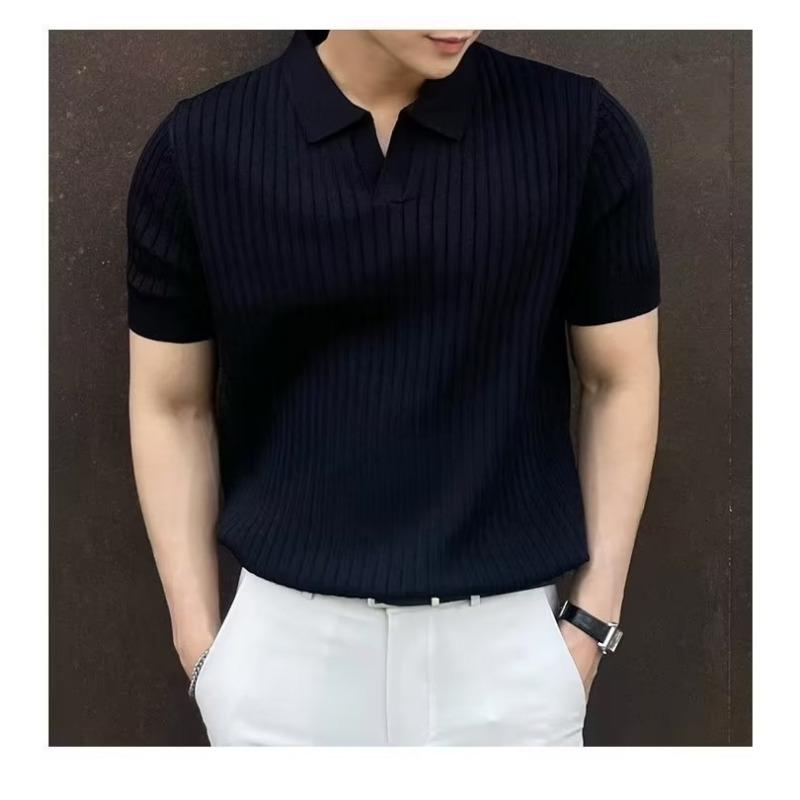 

Summer new ins business casual style casual lapel slim sweater men s POLO short sleeves M