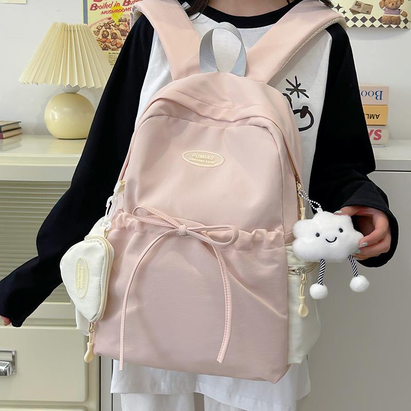 Girls Backpack College Student Versatile Campus Style Double Shoulder Bag Travel Pack Durable Lightweight Fashionable Backpack