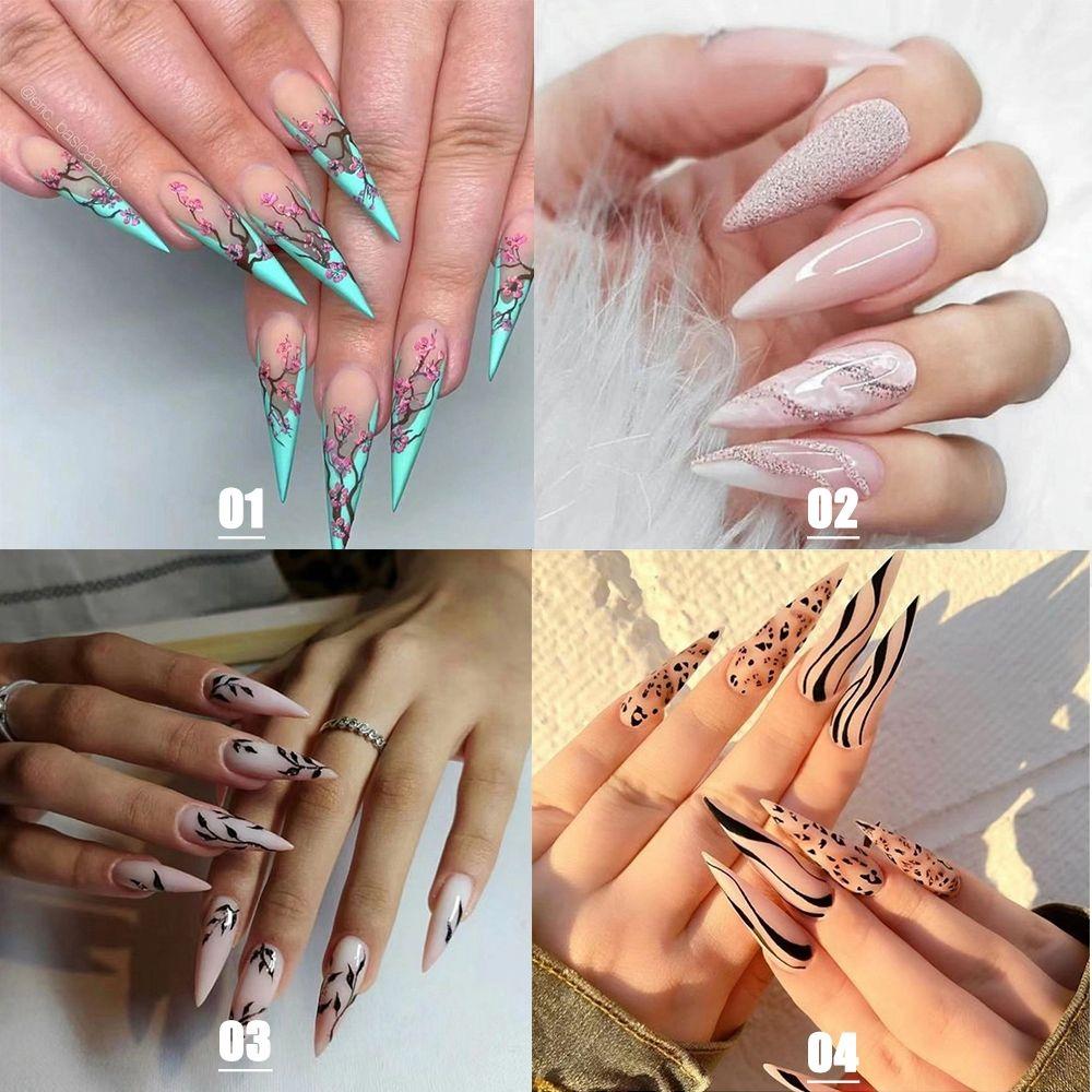 Artificial Nail Tips Full Cover Almond Plum Blossom Stiletto False Nails Fake Nails Wearable