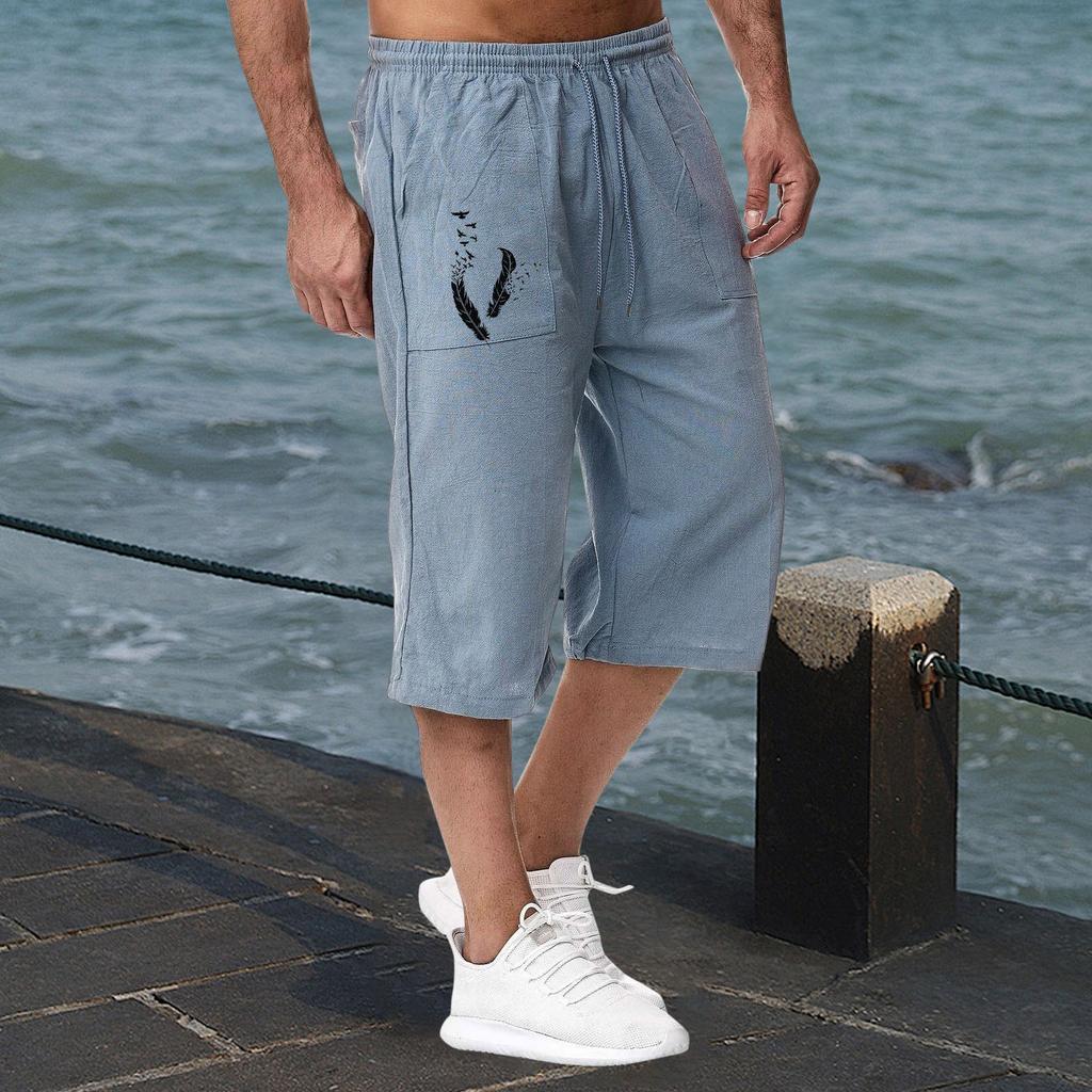 Lässige Sporthose aus Baumwolle und Leinen für Herren