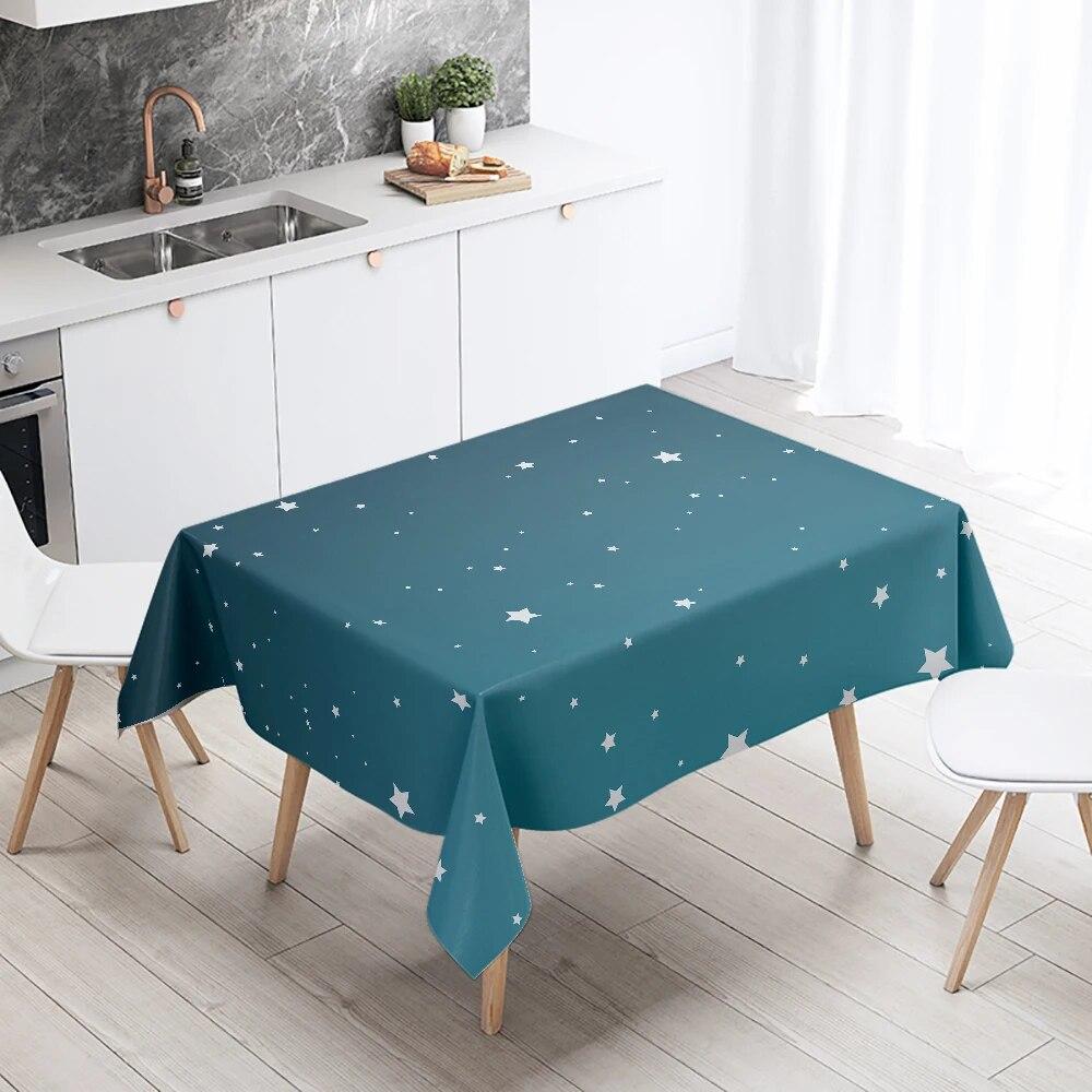 Cartoon Minimalist Starry Sky Tablecloth Waterproof and Oil-proof Rectangular  Restaurant Table Kitchen Decoration