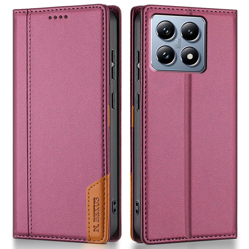 N.BEKUS P3 For Xiaomi 14T Case RFID Blocking Wallet Stand PU Leather Flip Phone Cover