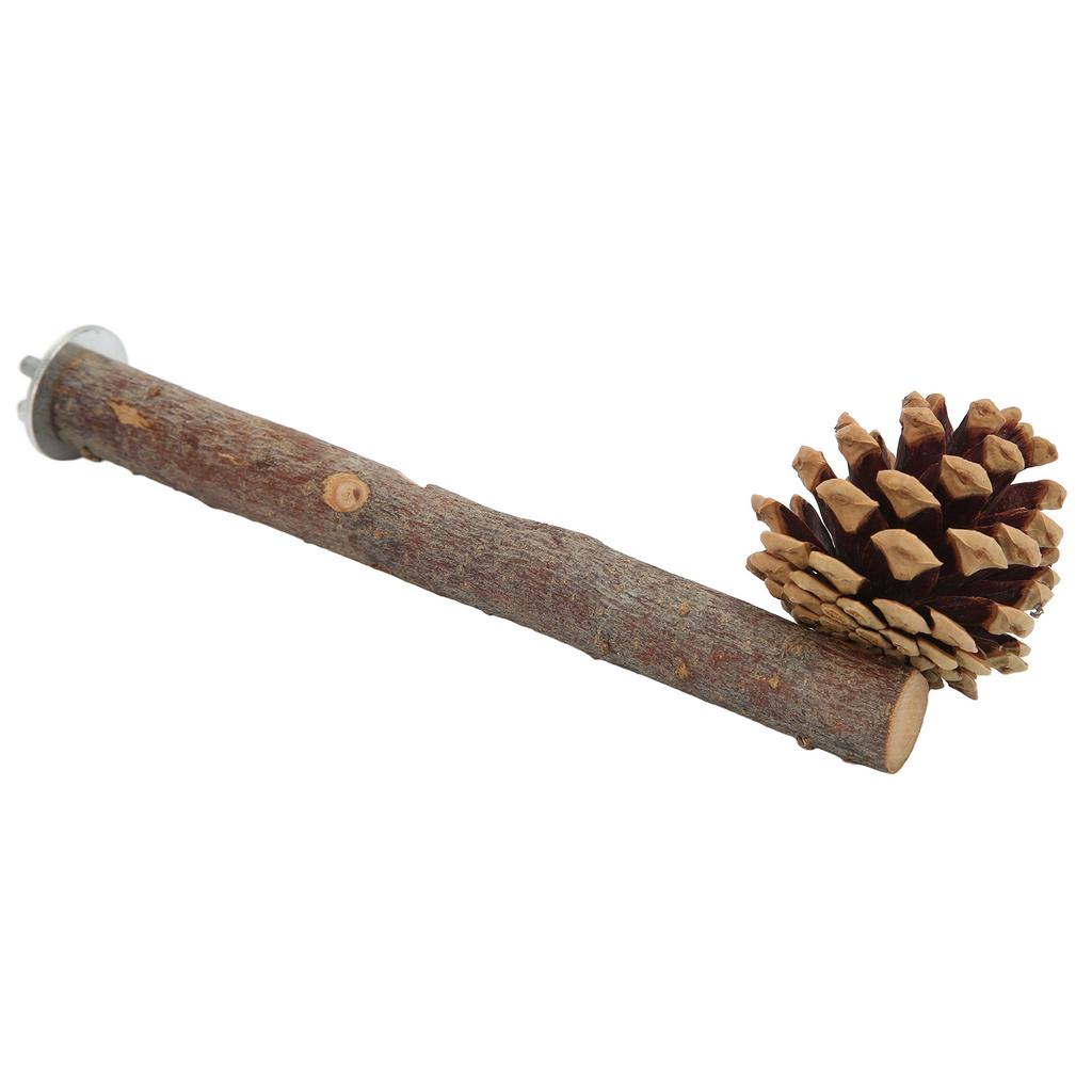Natural Perch Bird Stand Pole Chewable Applewood Bird Perch Cage Accessories with Pine Cone for Parakeets Cockatiels