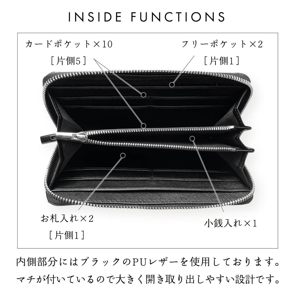 Basic Dandy Embossed Long Wallet for Men and Women, Genuine Leather, Round Zipper, Coin Purse, Card Slots, Long Wallet, Leather Round Wallet, Navy