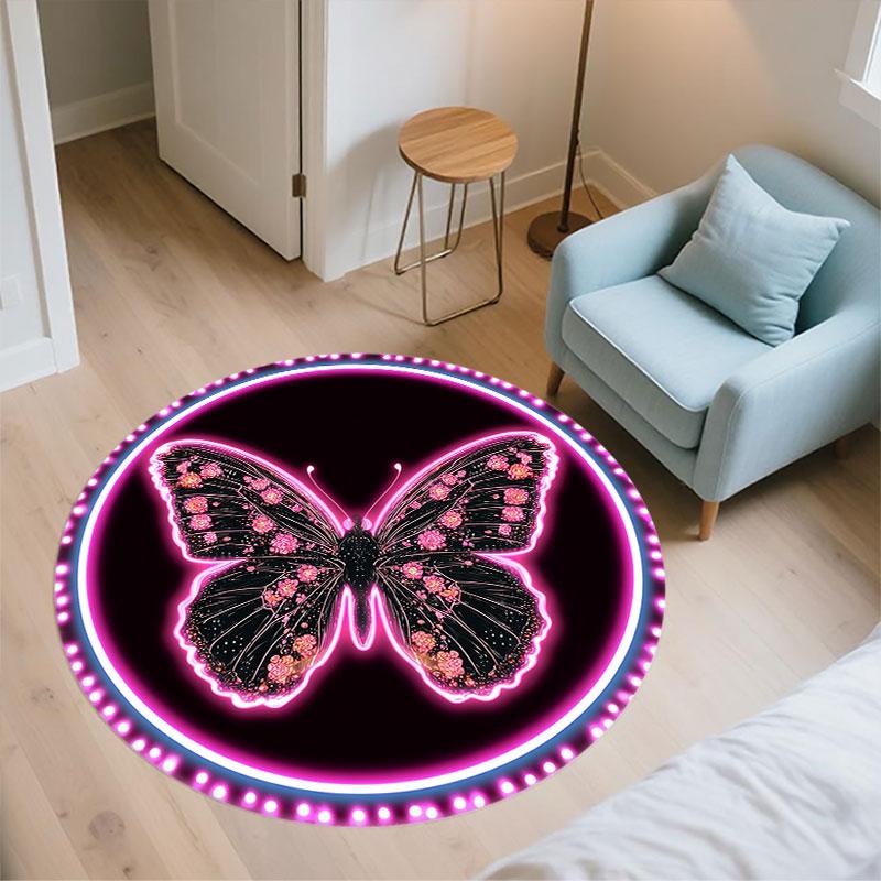 Butterflies Pattern Round rug,Carpet Rug for Living Room Bedroom Playroom ,Non-slip Floor Mat,Holiday Gifts and Birthday Gifts.