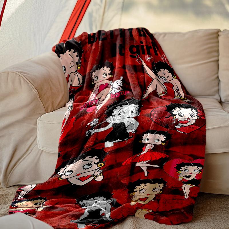 [Betty Boop Blanket] Soft Throw Blanket for Bed Sofa, Holiday Gift Blanket for Women Men Family Friend
