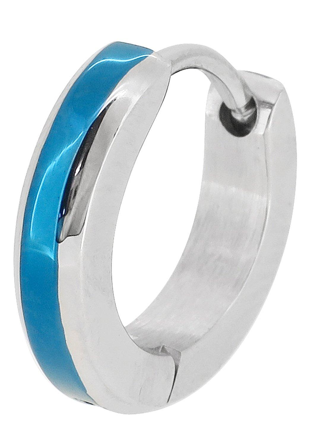 

[Zanipolo Terzini] Simple Color Line Surgical Stainless Steel Hoop Earring (Blue) (1P Single Earring) Men s