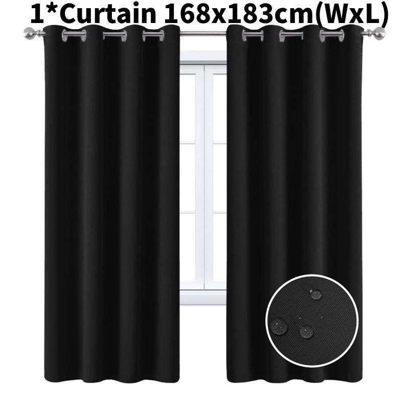 Curtain Blackout Insulated Bedroom Living Room Solid Color Curtains Window Decor