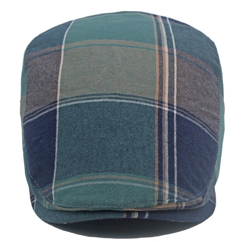 Spring Autumn Thin Beret Men's Cotton Plaid Forward Cap Outdoor Sun Hat Newsboy Cap Male Gatsby Painters Hats